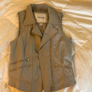 Asymmetrical zip leather like vest